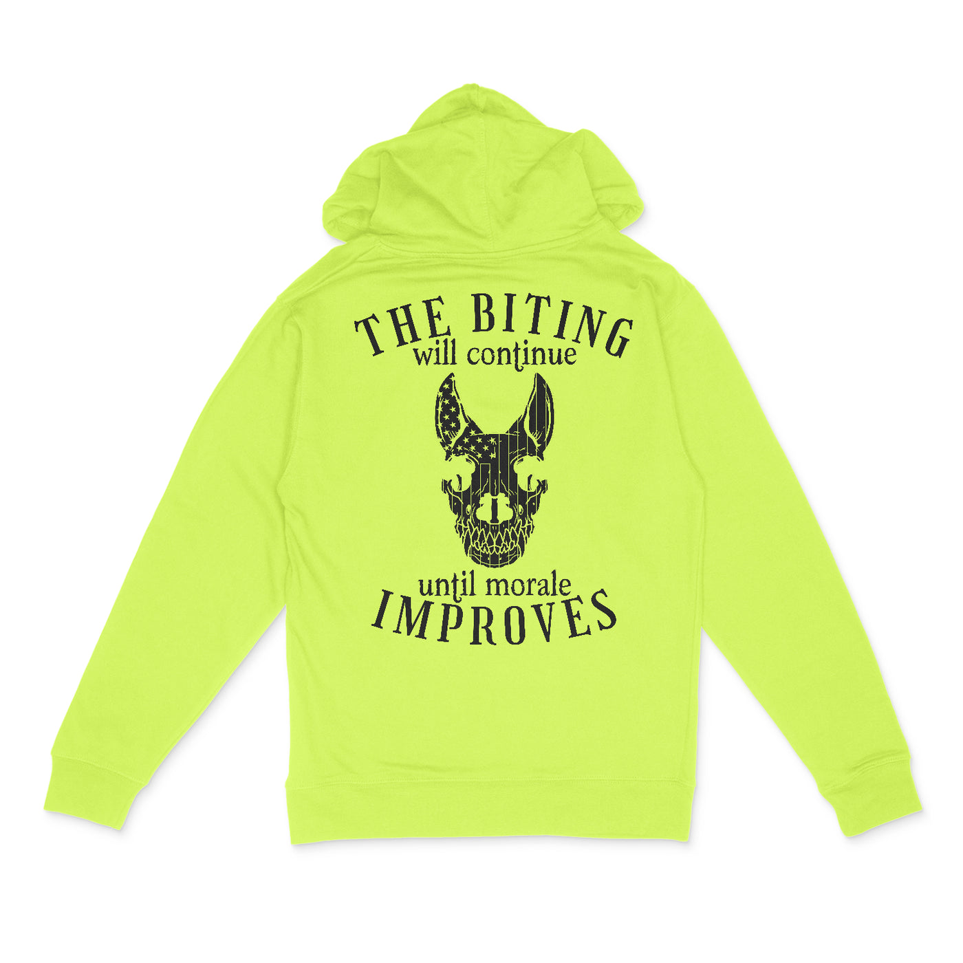 The Biting Will Continue Until Morale Improves Neon Hoodie