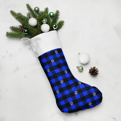 Blue Buffalo Plaid Christmas Stocking