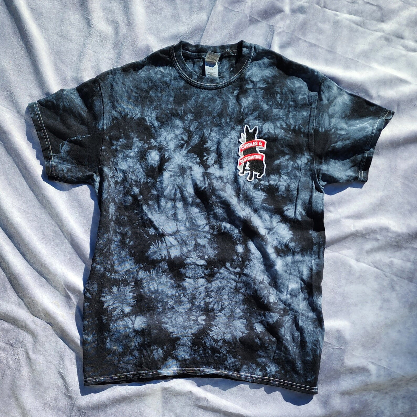 Cuddles & Destruction Black Crystal Tie-Dye Patch Tee