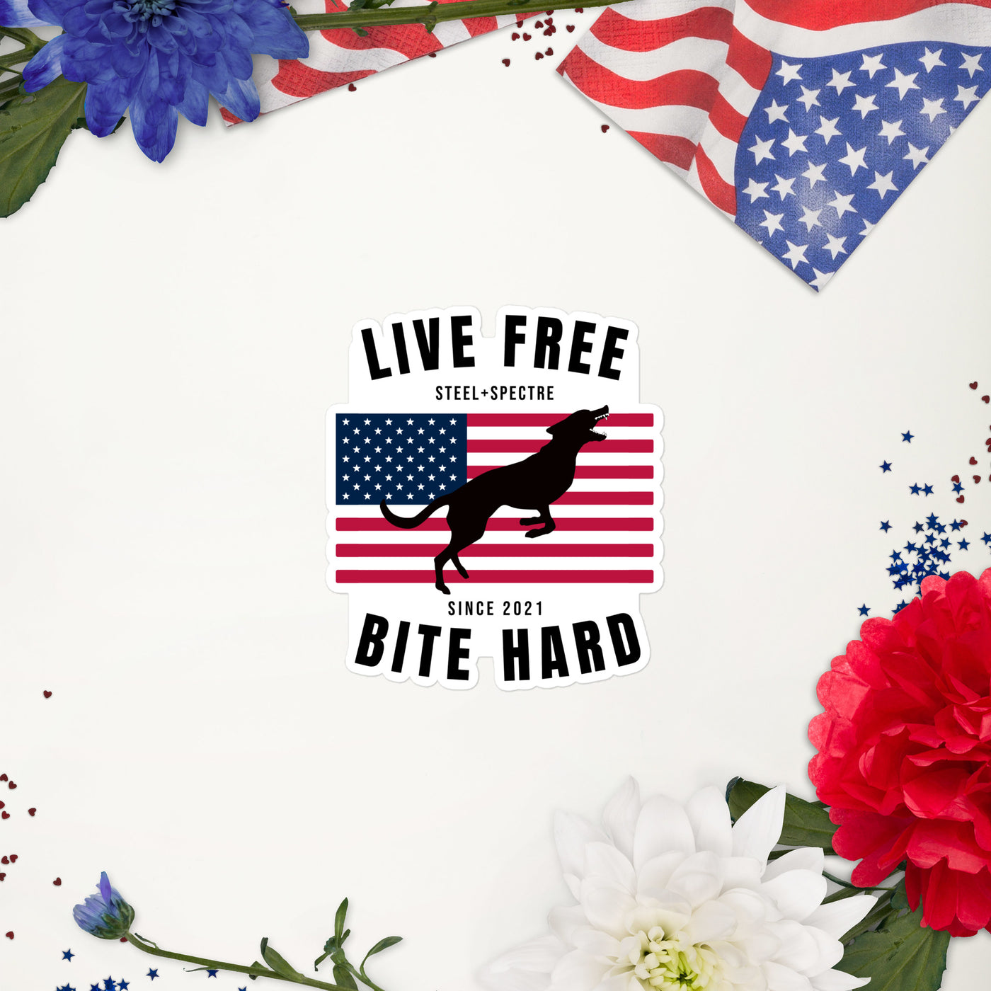 Live Free Bite Hard Sticker