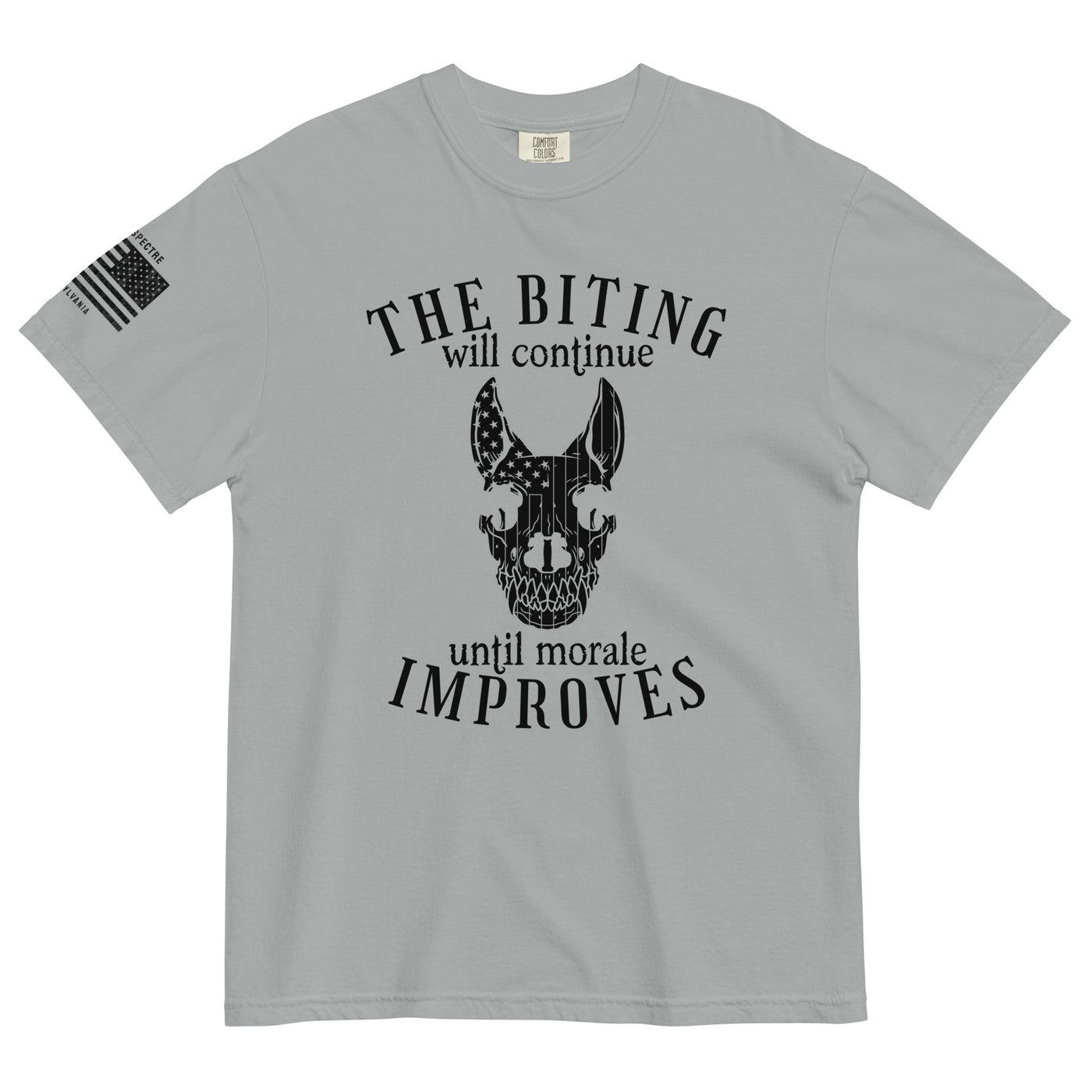 The Biting Will Continue Until Morale Improves Tee (Summer Colors)