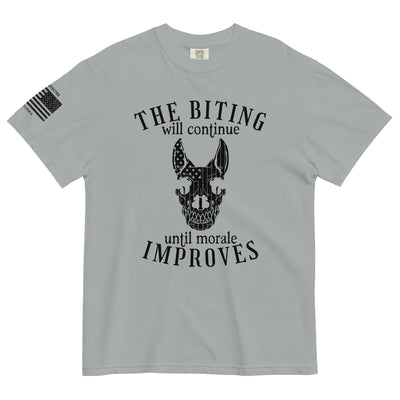 The Biting Will Continue Until Morale Improves Tee (Summer Colors)