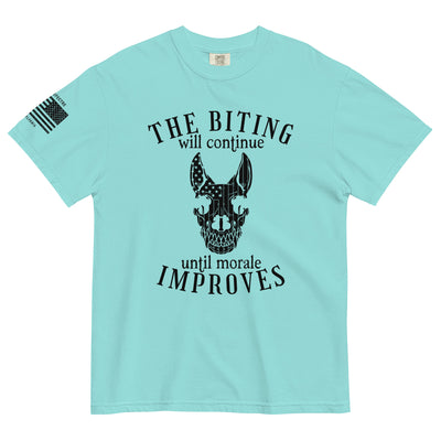 The Biting Will Continue Until Morale Improves Tee (Summer Colors)