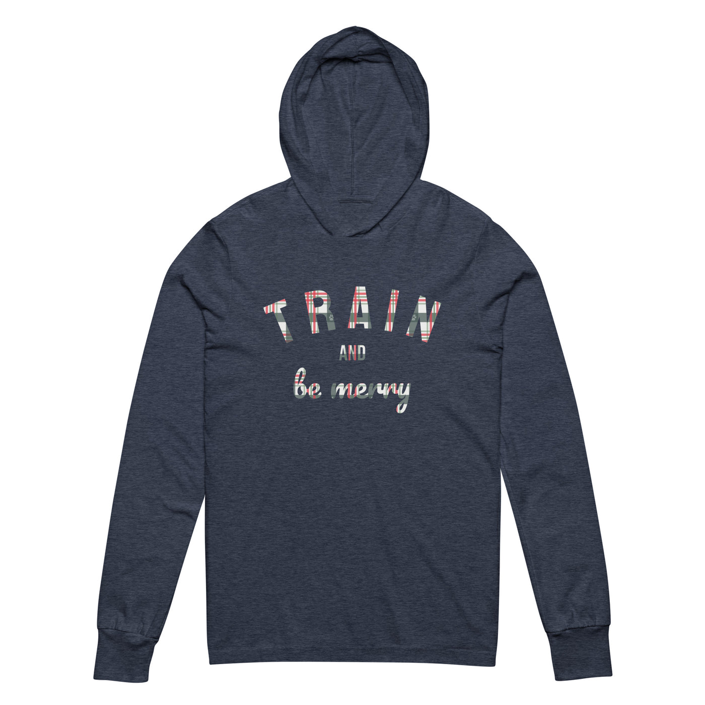 Train and Be Merry Hooded Long-Sleeve Tee (Holiday Plaid)