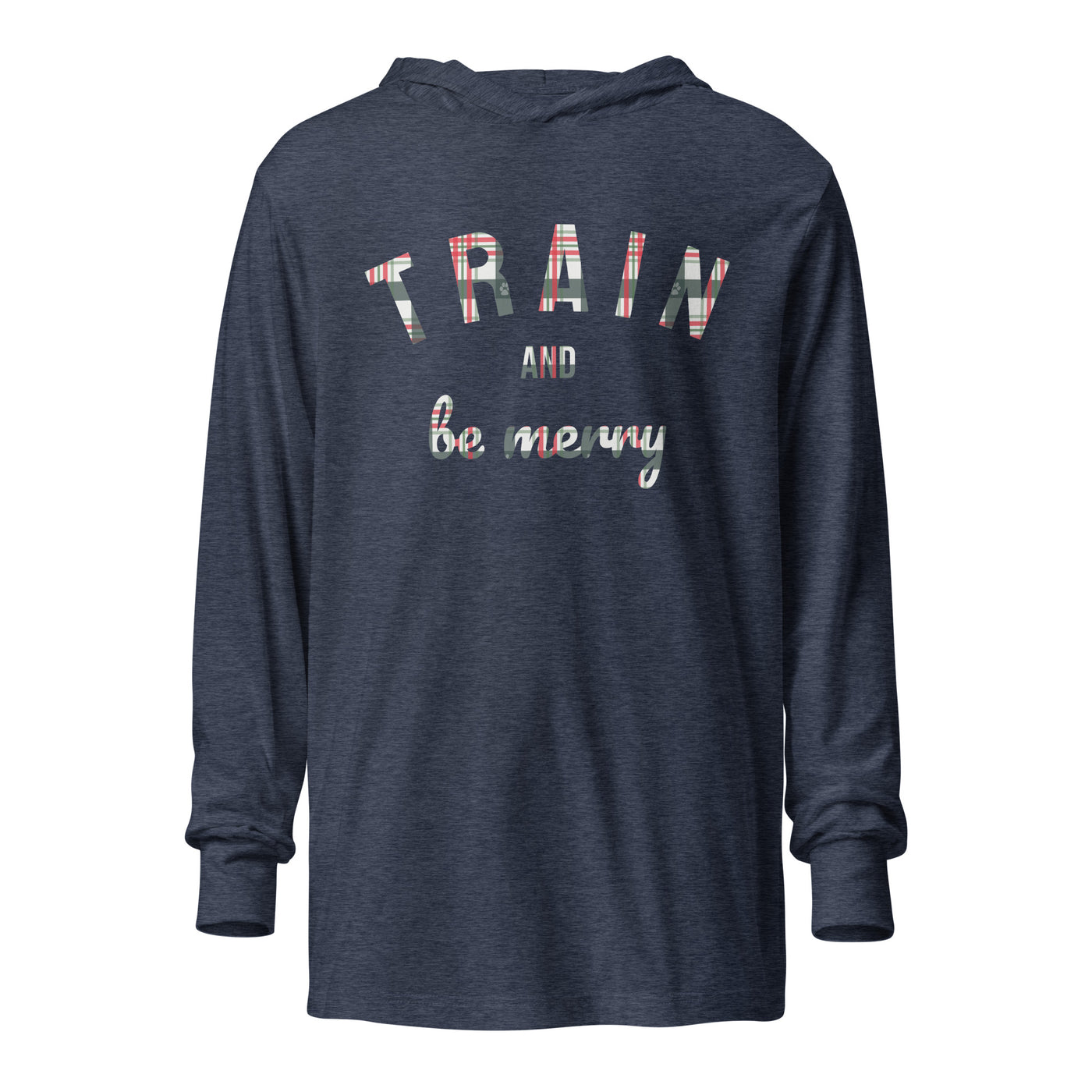 Train and Be Merry Hooded Long-Sleeve Tee (Holiday Plaid)