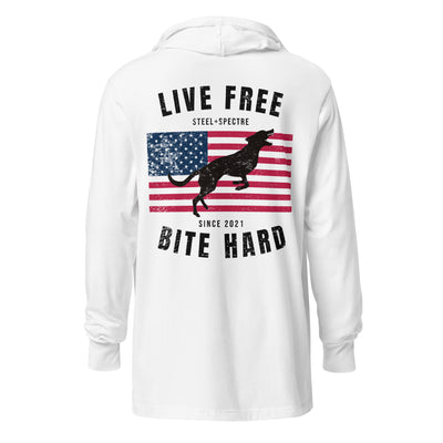 Live Free Bite Hard Hooded long-sleeve tee