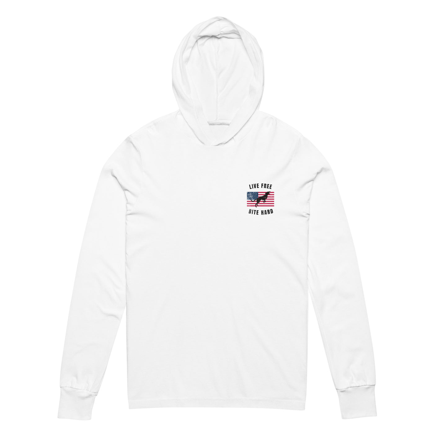 Live Free Bite Hard Hooded long-sleeve tee