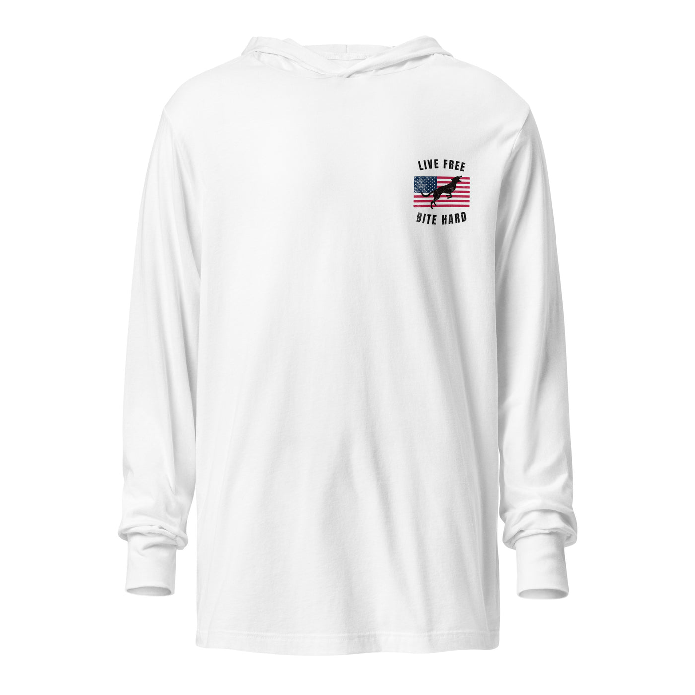 Live Free Bite Hard Hooded long-sleeve tee