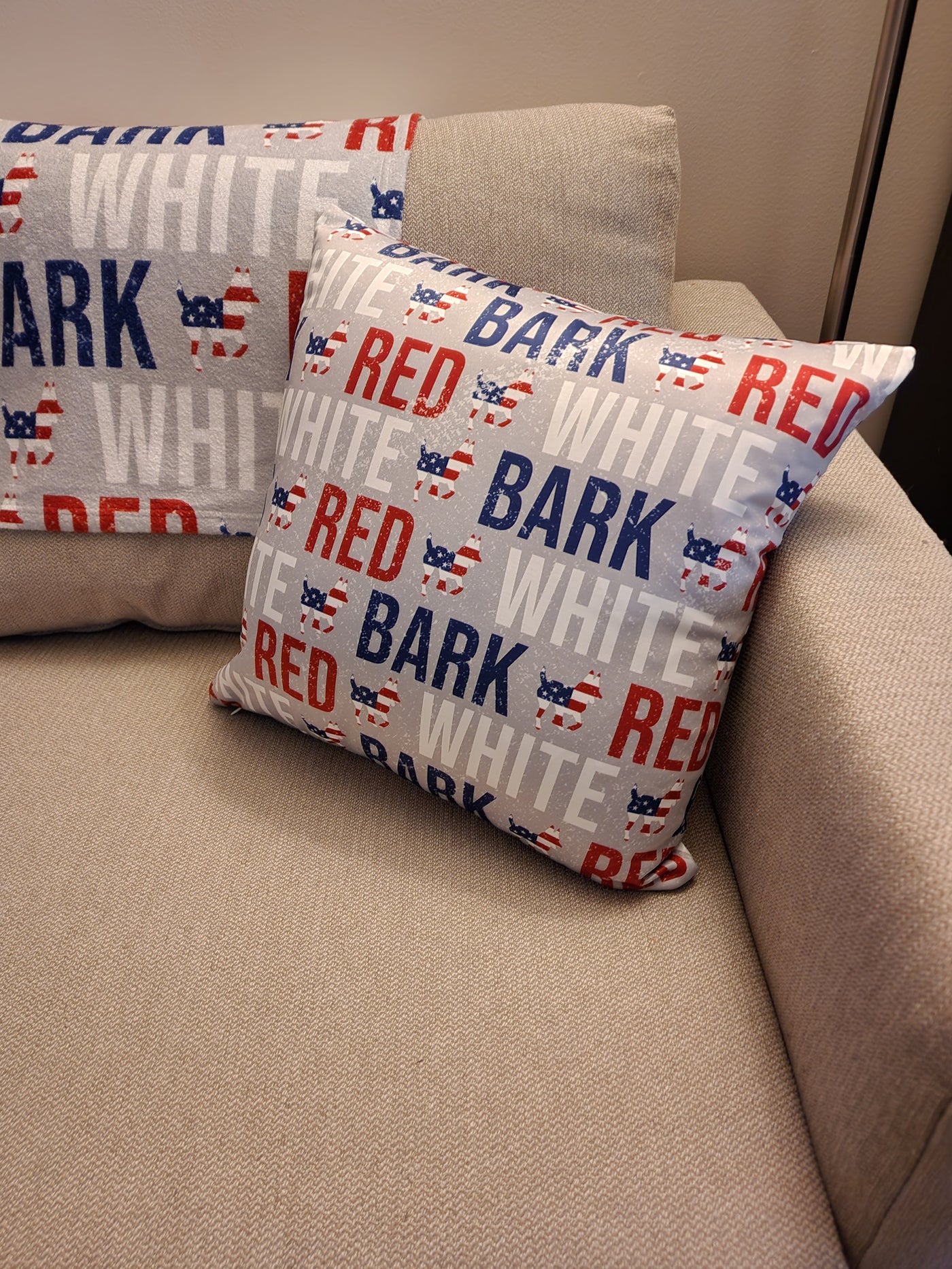 Red White and Bark Decorative Pillow