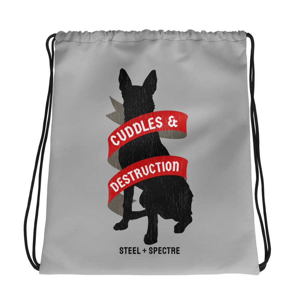 Cuddles & Destruction Drawstring Bag